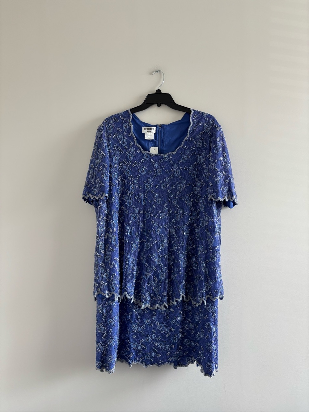 VTG Brilliante Lord & Taylor Dress Purple Beaded Lace 3X Glam Formal Grandma NWT